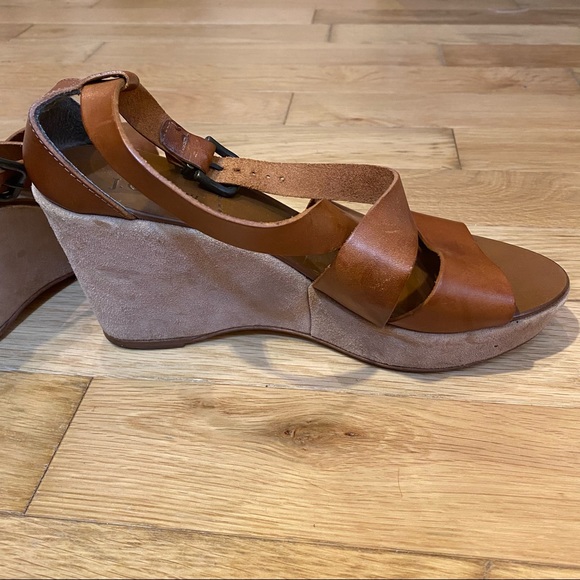 J. Crew Marguerite Strap leather Platform Wedge Sandals In Brown size 9 - Picture 3 of 13